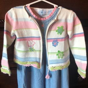 Baby Hartstrings Overall + Sweater appliqué set